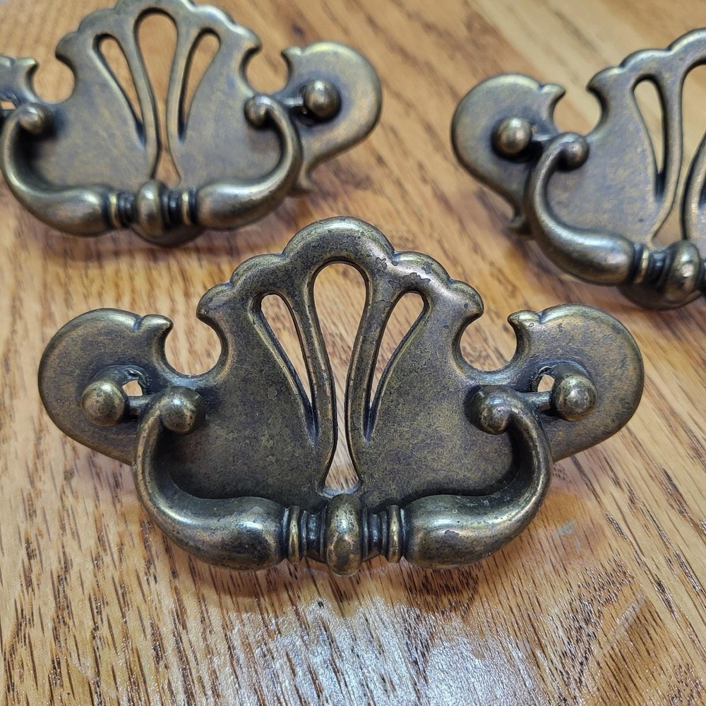 VTG Set Of 3 Brass Drop Bail Drawer Pull Cont B BFC 20611 Handle Hardware - Picture 4 of 8